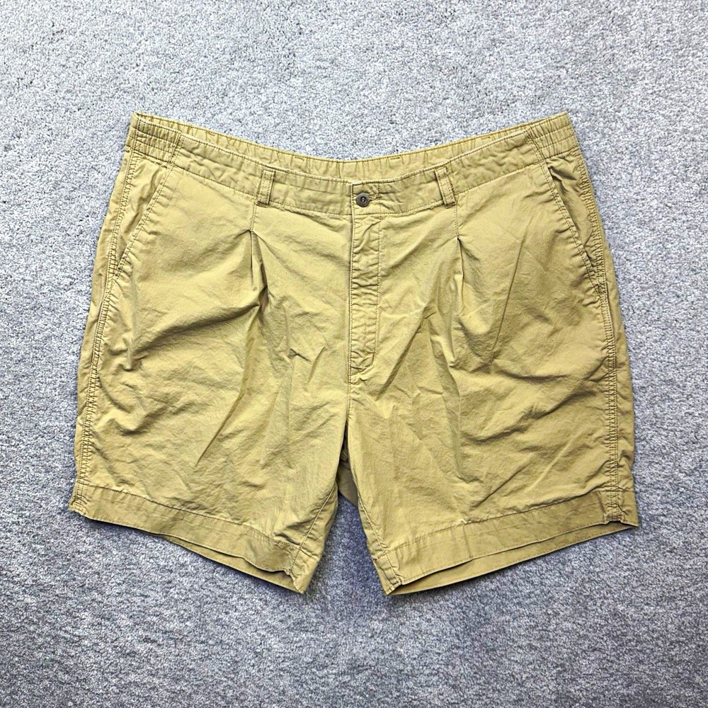 Vintage 90's Dockers Mens Tan Pleated Chino Shorts Size 42 Elastic Waist Casual